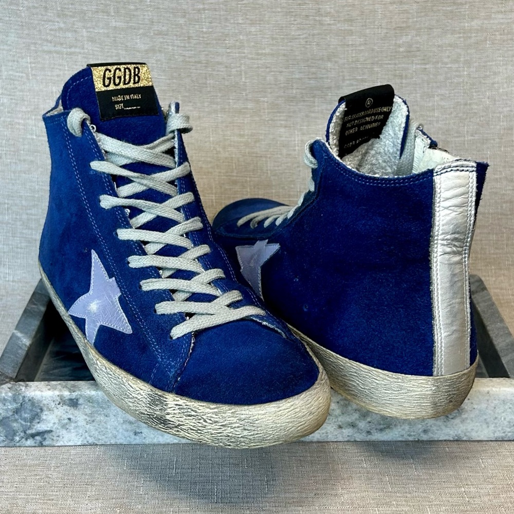 Golden Goose Francy High-Top Sneakers – Cobalt Blue Suede Like New EU 39/US 8.5 - Picture 11 of 11